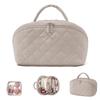 Women's Large Quilted Polyester Makeup Bag - Portable Accordion Design for Travel Toiletries Storage