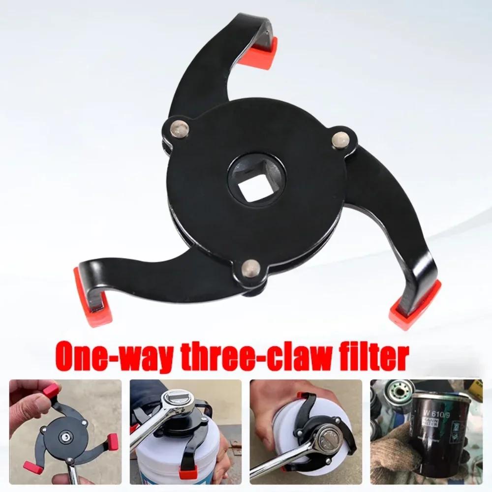 Universal 3 Jaw Oil Filter Removal Tool High Strength Steel Engine Maintenance Wrench Auto Repair Compatible Vehicle Models