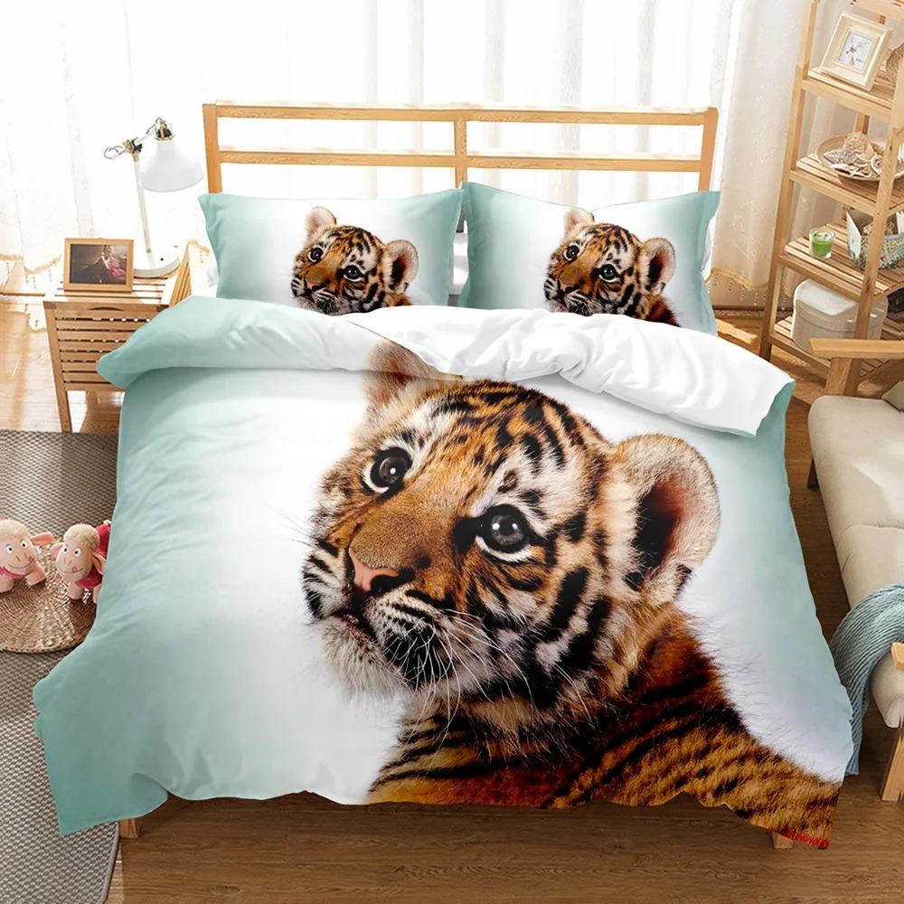 Animal White Tiger Bedding Set Scenery Comforter 3D Print Luxury Duvet Cover Set Home Textile Decor Full Queen King Single Size