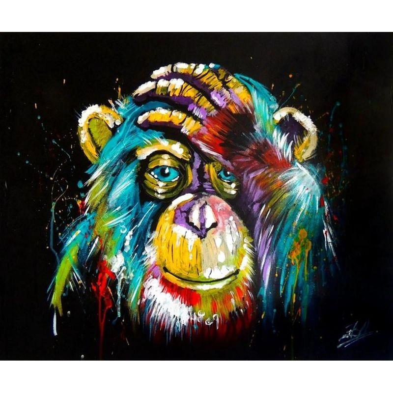 DIY Diamond Painting Monkey Animal Full Round Drill Diamond Embroidery  Cross Bear Dog Decoration Home 40x50cm