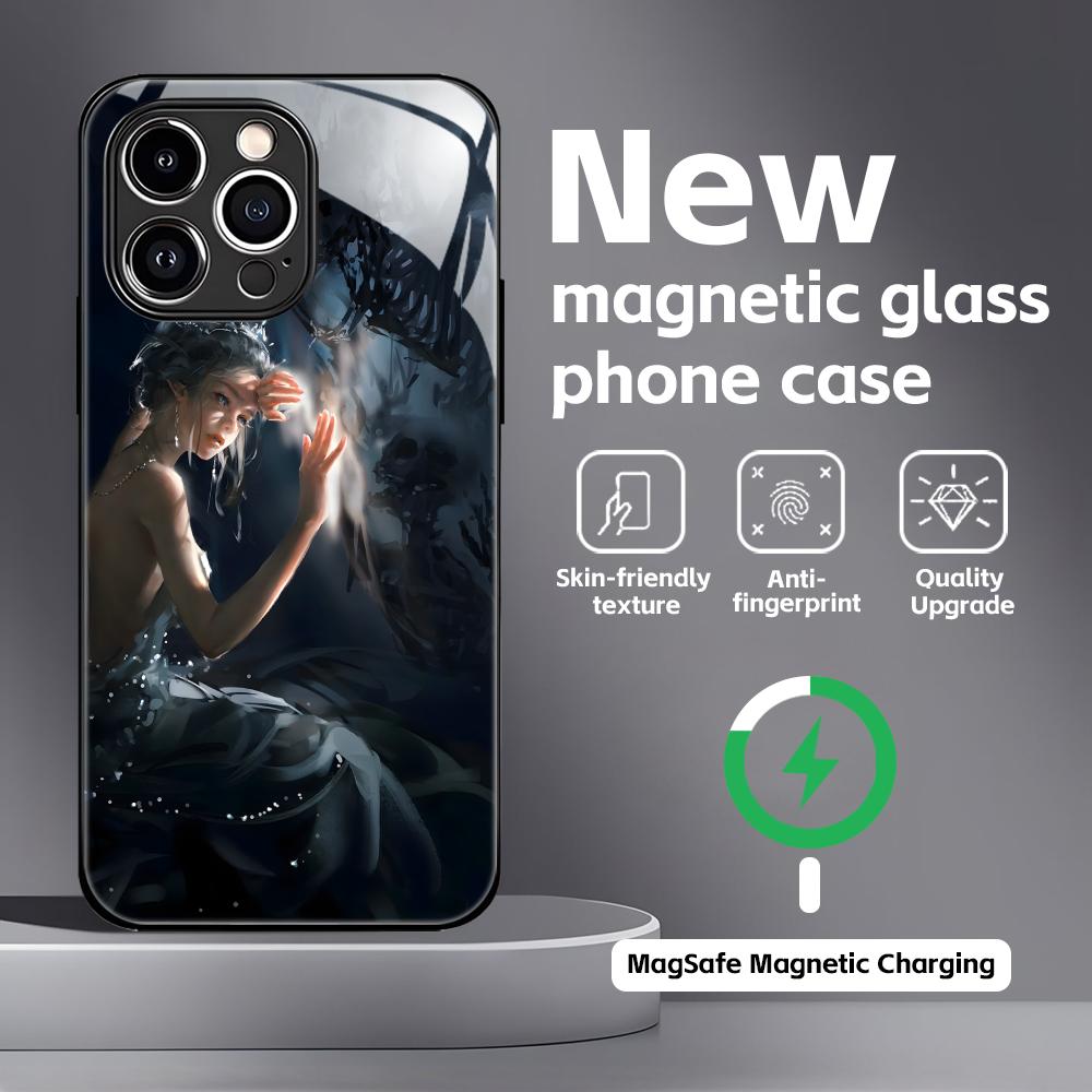 Ghostblade wlop Phone Case For iPhone17 16 15 14 13 12 11 X XR XS 8 Plus Mini Pro Max Glass Magnetic Case