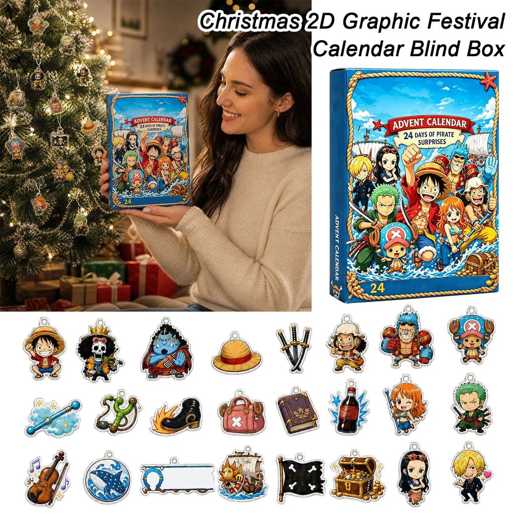 2D Flat Christmas Advent Calendar with Mailer Box for Holiday Countdown and Gift Giving