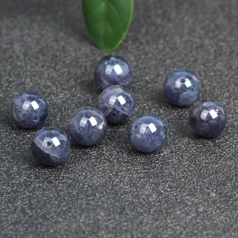 Strawberry Iolite Raw Crystal Round Bead for DIY Bracelet