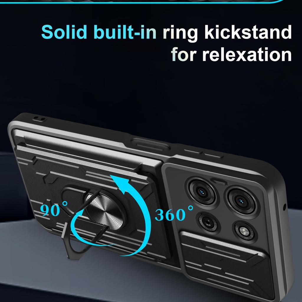 For Motorola Moto G75 5G Case PC+TPU Kickstand Phone Back Cover with Camera Slider