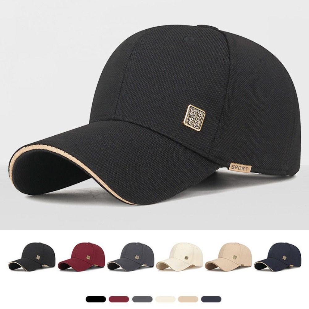 Minimalist Baseball Cap Metal Badge Streetwear Hat Casual Dad Hat For Women Men Unisex