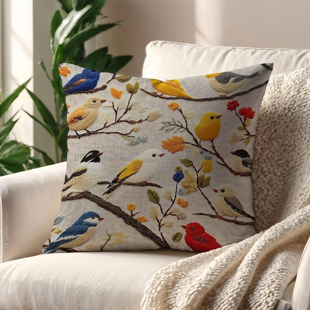 BirdPatterned Colorful and Delicate cushion cover For Pillow Printing Sofa Decoration Home Car Room Office Nordic Simplicity
