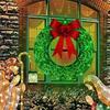 Christmas Wreath Metal Wreath LED Warm Light Christmas Decoration Removable Design Big Bow Christmas Decoration Door Hanging