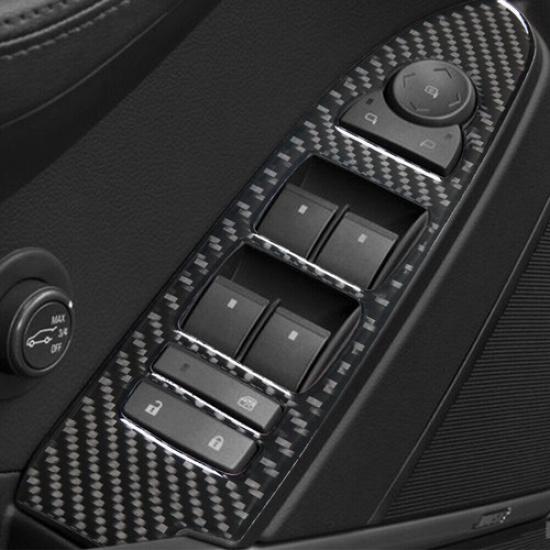 2Pcs Carbon Fiber Front Window Control Cover Trim For 2008-13 Cadillac CTS Sedan