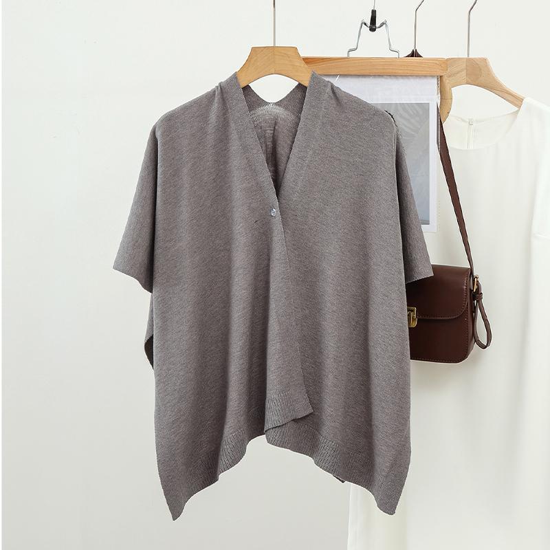 Korea Stil Gestrickt Winter Warm Ponchos Cape Damen Schal Einfarbig Femme Knopf Schals Wraps Pashmina Weiblich Bufanda