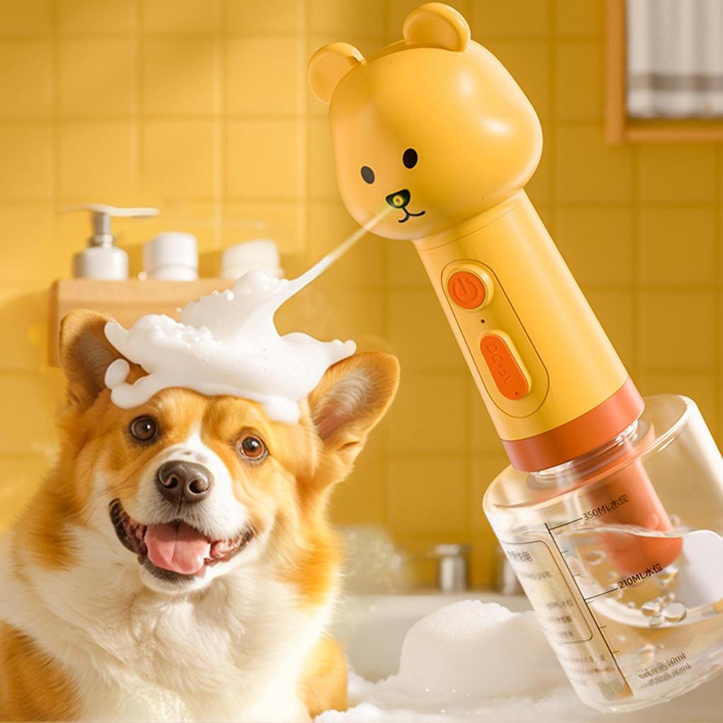 Dog Shampoo Foamer Sprayer Pet Shampoo Dispenser Bear Design Foamer For Odor Control Outdoor Washing Kennel Cleaning Paw Pet