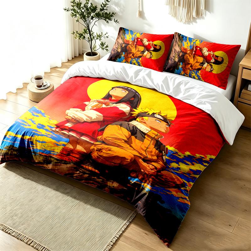 Naruto 3pc Duvet Cover Set Simple Modern Bedding Set Wrinkle Resistant Soft Fabric All Season Use a perfect gift
