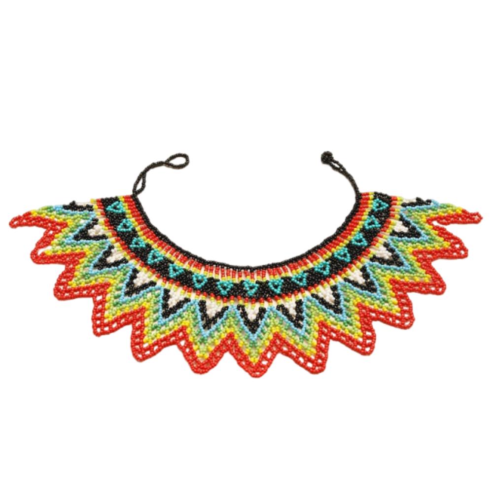 Ethnic Style Bead Chunky Necklace Bohemian Mesh Bib Collar Woven Choker Necklace Women Jewelry