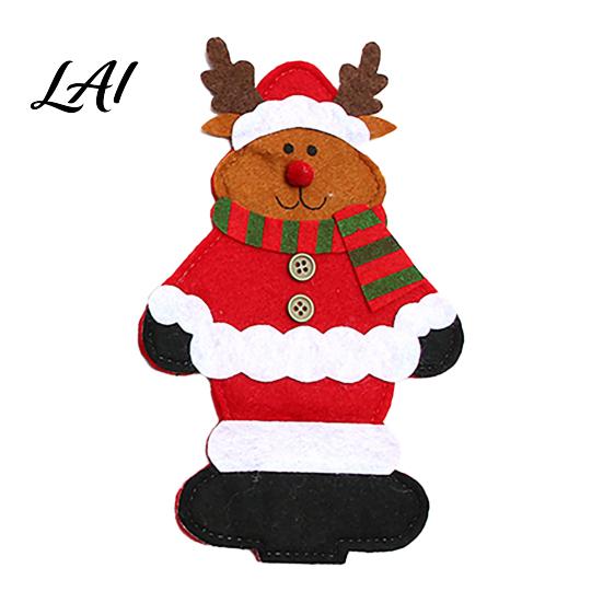 Soft Polyester Utensil Pockets Christmas Cutlery Snowman Reindeer Santa Holder Pockets Tableware Bags Pouch Party