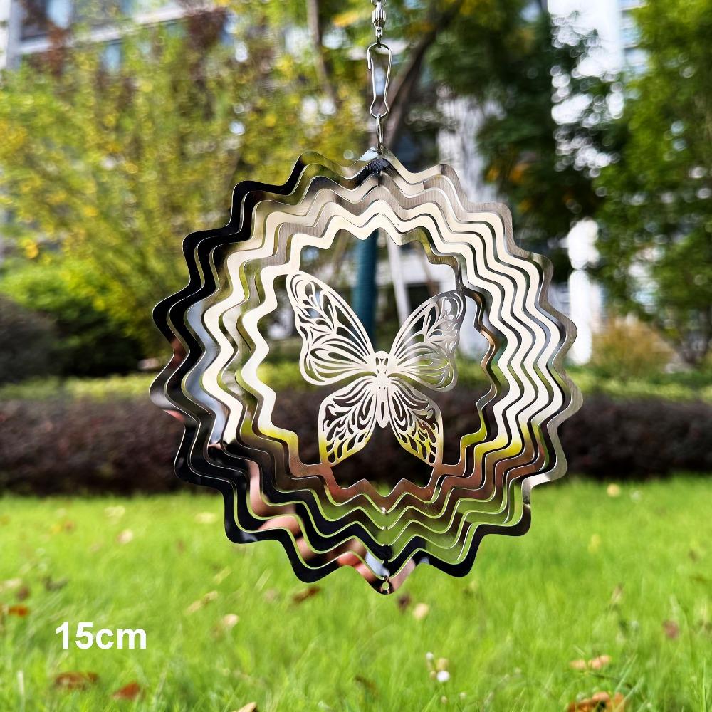 3D Flowing Wind Spinner 10/15cm Stainless Catcher Hanging Decor 10 Styles Yard Garden Mirror Rainbow