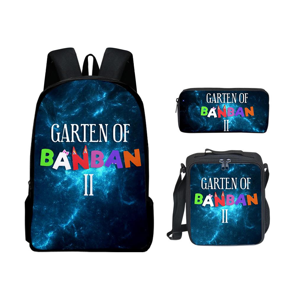 Classique Populaire Drôle Garten of Banban Impression 3D 3 pièces/Ensemble élève Sacs d'école Sac à dos pour ordinateur portable Sac à dos Sac à lunch Trousse
