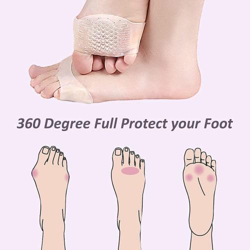 4 Pairs of Metatarsal Pads for Men and Women, Ball of the Foot Cushions, Soft Silicone Forefoot Cushion Pads for Women, Non-Slip, Reusable, Breathable