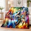 Colorful Musical Flannel Throw Blanket Soft Warm Cozy For Sofa Bed Indoor Home Bedroom Use