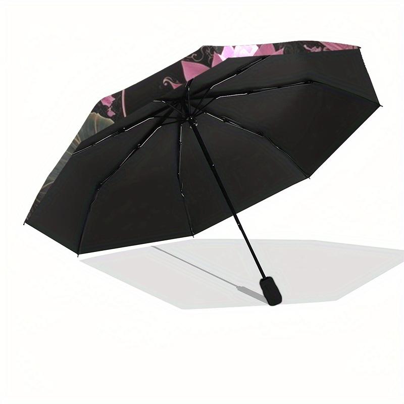 Lotus Flower Yin Yang Symbol Art Print Poster Wall Decor Umbrella, Portable 3 Fold Compact Umbrella for Men & Women,S97