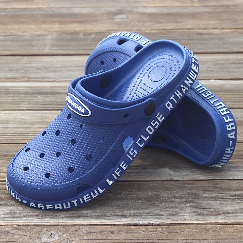 

Мужские сандалии с завернутым носком, верхняя одежда, летняя противоскользящая повседневная пляжная дышащая обувь на плоской подошве с толстым дном 44 чёрный