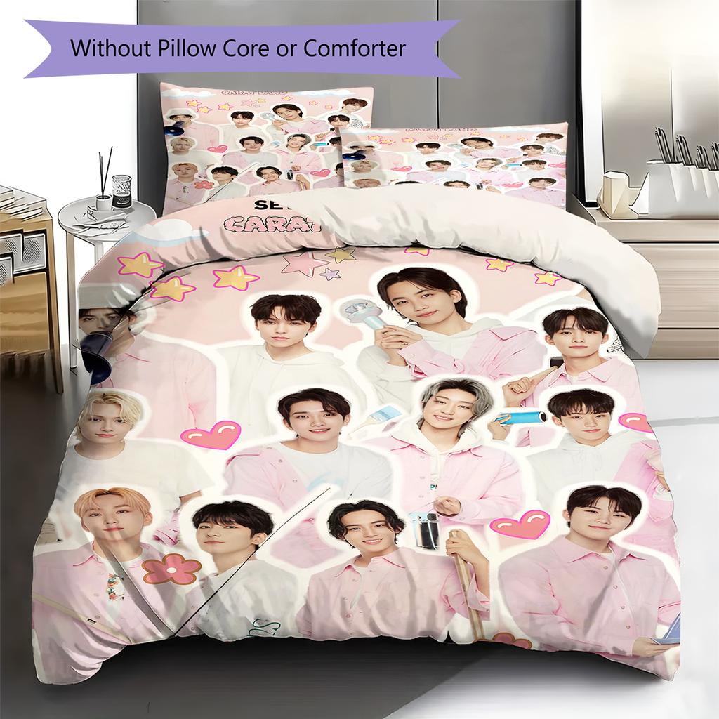 SEVENTEEN Pattern Bedding,Quilt Set Quilt Cover Pillowcase Home Birthday Gift (1 * duvet cover + 2 * pillowcase, without core)