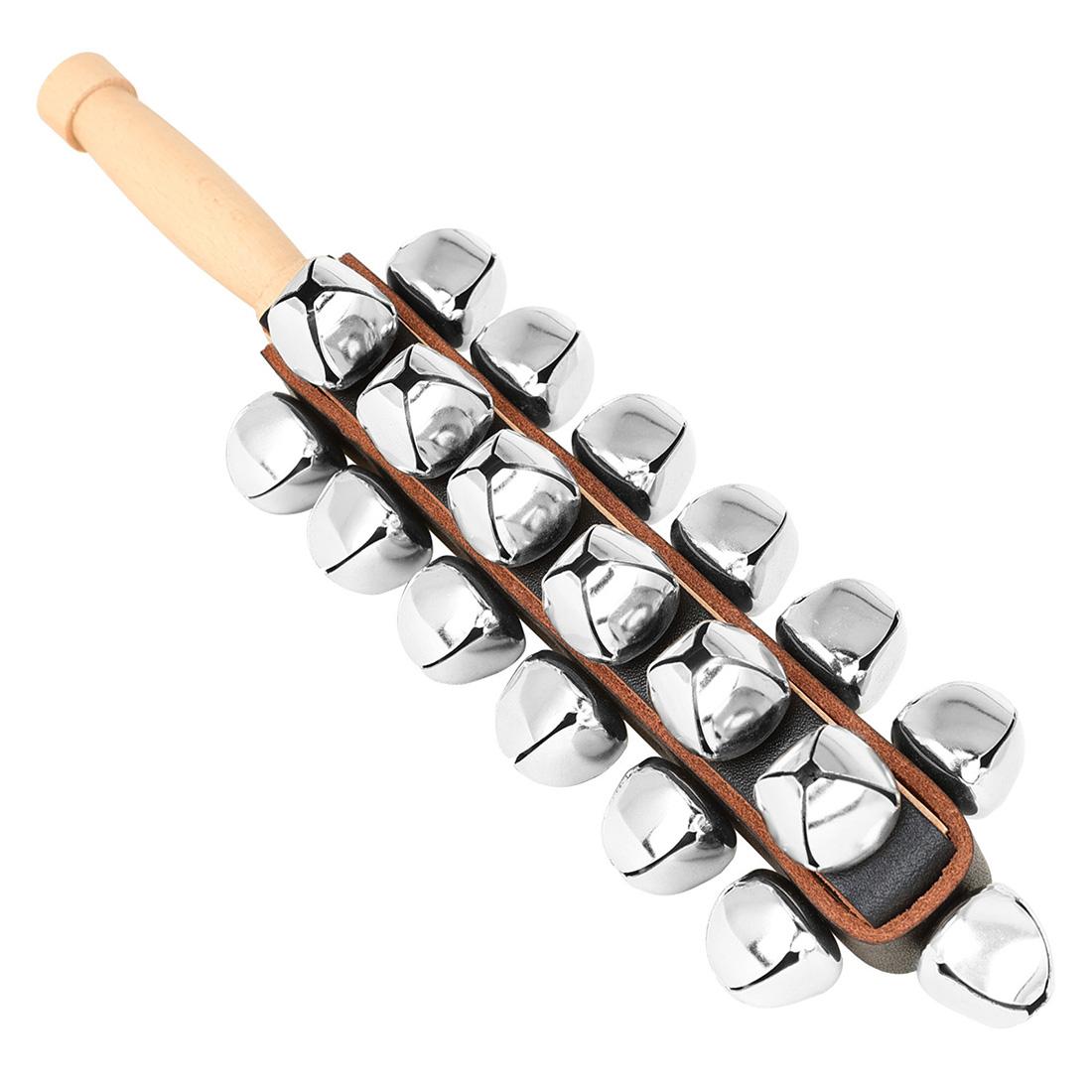 Hand Jingle Bells Hand Sleigh Bells Wooden Shaker Jingle Bells Stick Musical Percussion Instrument Bells For Beginner Child Play