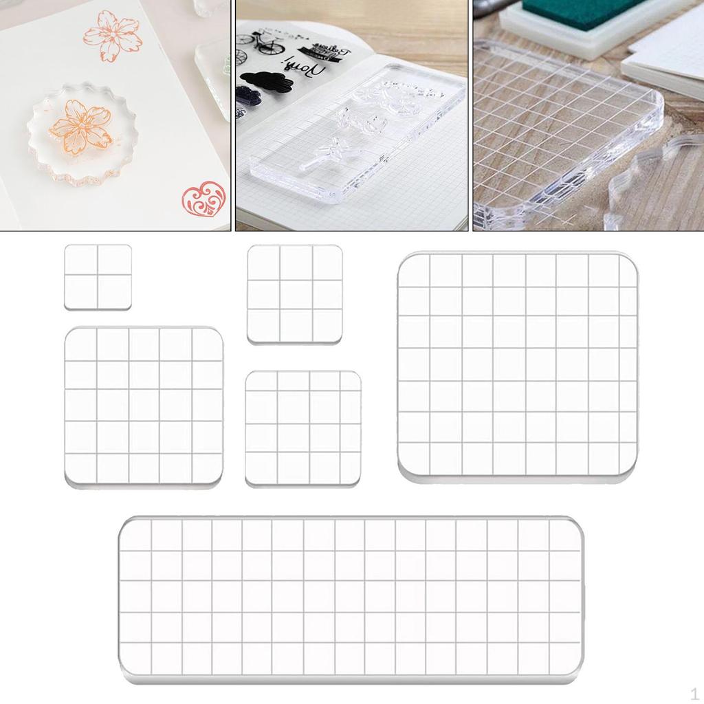6Pcs Stamp Blocks DIY Ornament Universal with Grid Lines Durable Set Tool for Crafts