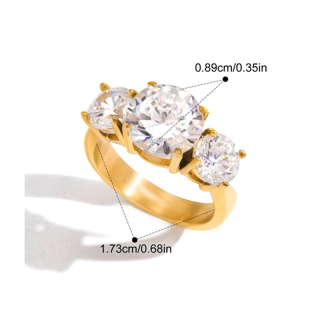 Yori White Colorful Shiny Cubic Zirconium Metal Geometric Creative Ring Women Daily Fashion Jewelry Accessories Gift
