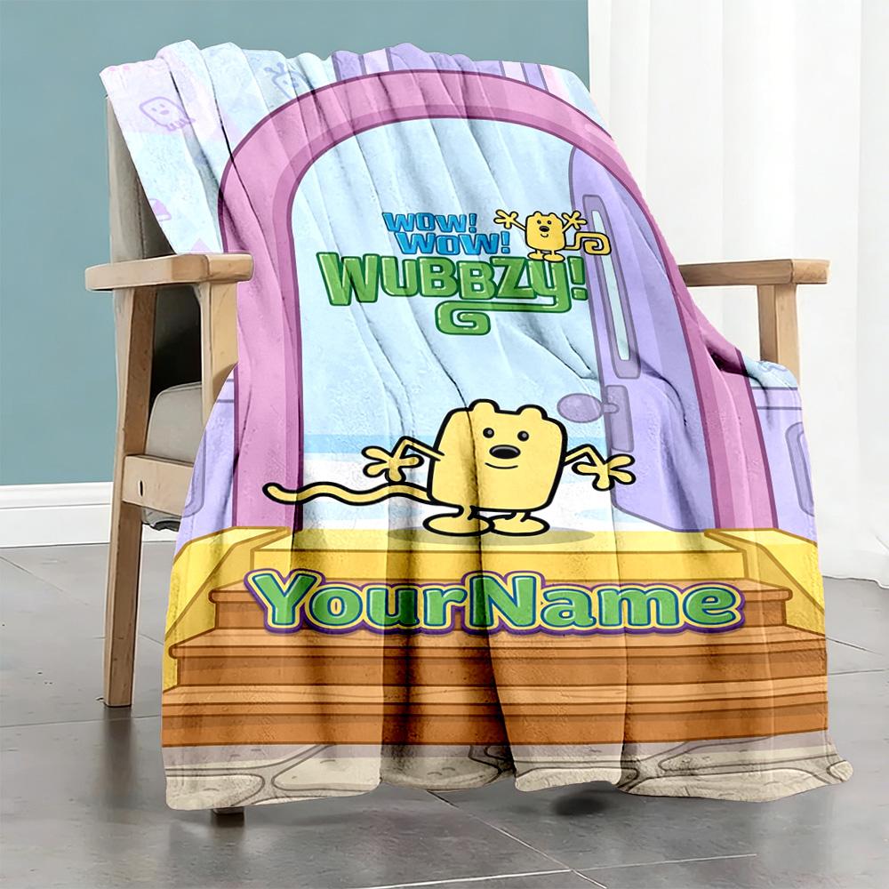 Wow! Wow! Wubbzy Personalized Name Blanket Gift Personalized Blanket Warmthful Decor for Seaside Picnics Couch Bed Ideal for All Seasons