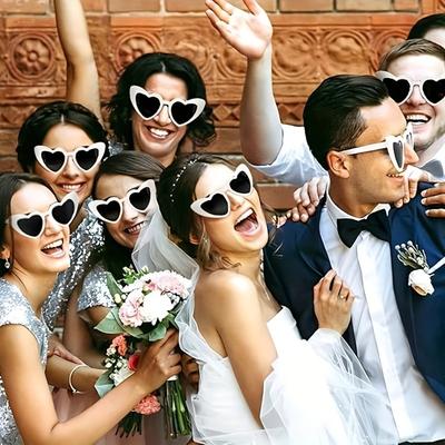 20 White Heart-shaped Glasses Women's Only Retro Bachelor Party and Wedding Party Accessories Suitable for Birthdays Parties