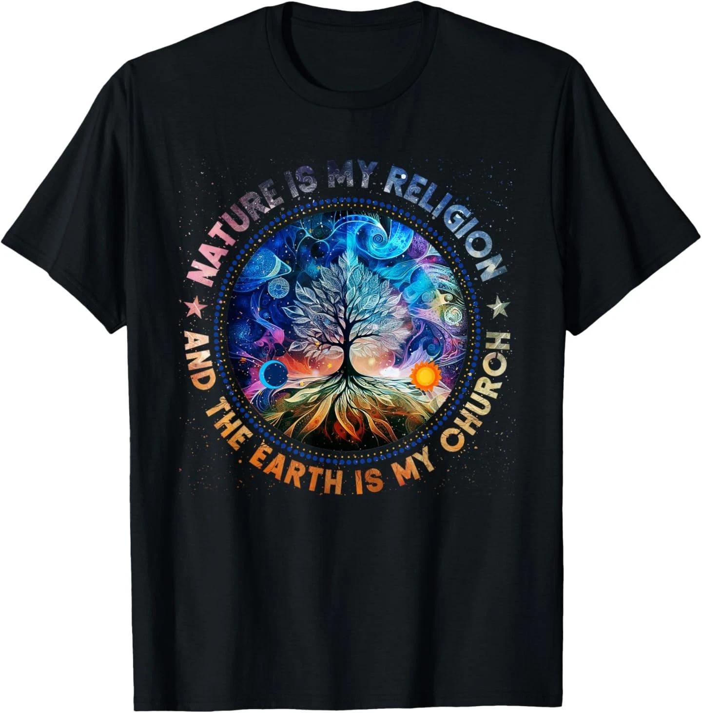 Nature is My Religion The Earth is My Church Mandala Tree T- Shirt XL