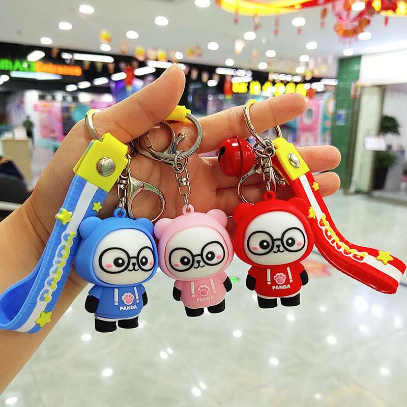 Adorable Cartoon Hoodie Panda Keychain Cute Silicone Key Ring Fashion Gift