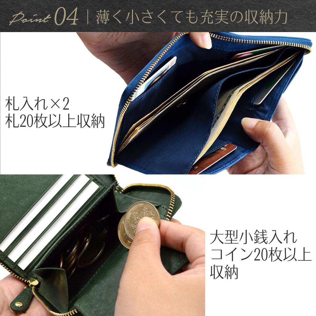 Bifold Wallet Genuine Leather Not Pueblo Leather Round Zipper Thin Compact YKK Zipper [Exvita] Men's [Thin, Small, Bulky] (MAYA (Blue)