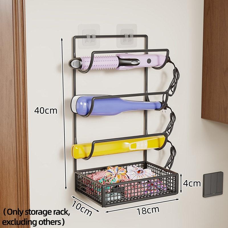 Wall-Mounted Hair Dryer And Curling Ironwork Material Holder No Drilling Required Rustproof Perfect For Bathroom Beauty Salon