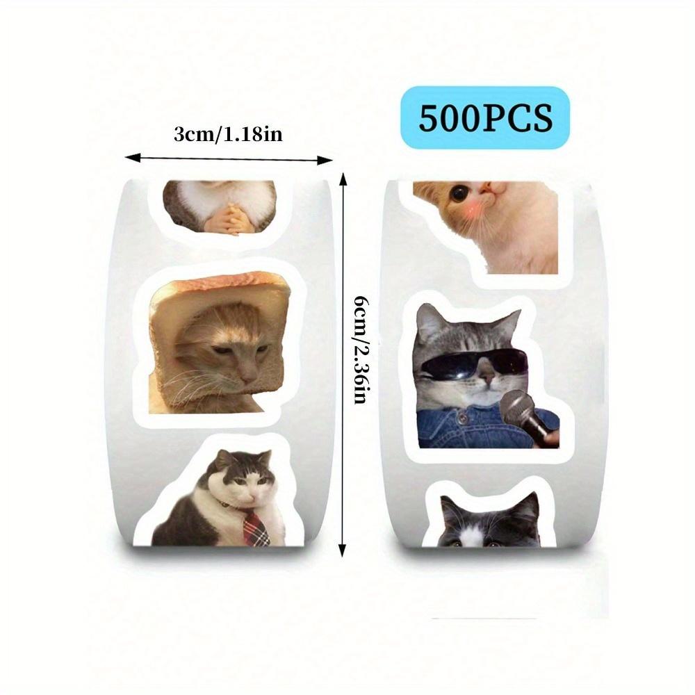 500 Sheets/Roll Of Cat Expression Roll Stickers, Can Be Used For Decorating Handbags, Envelope Sealing Stickers