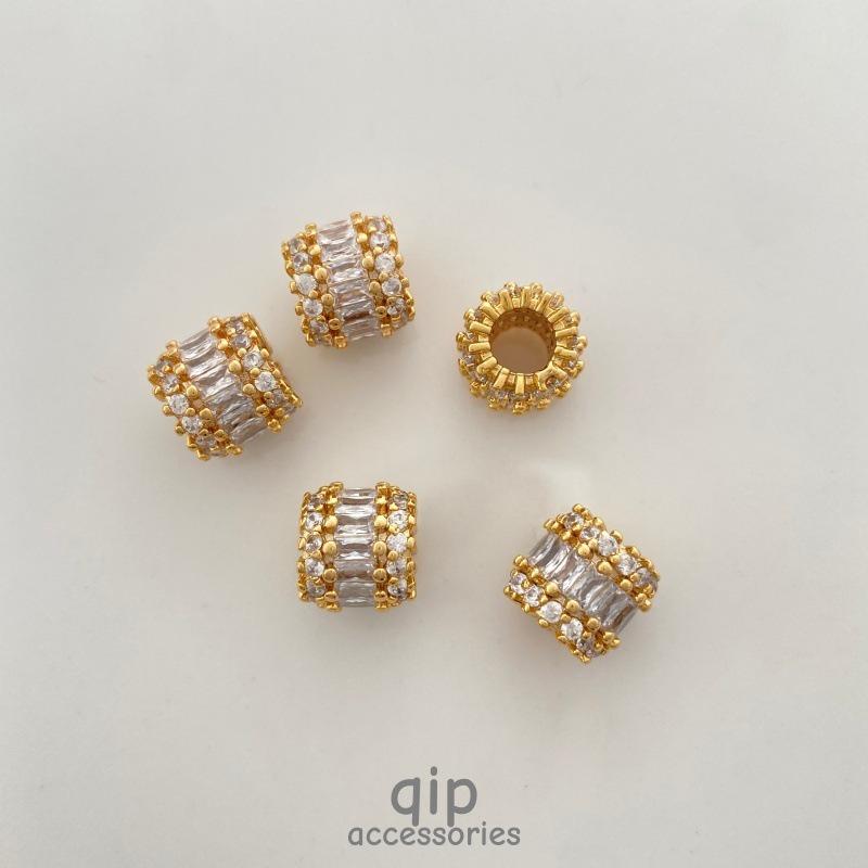 

Zircon Inlaid Jewelry Spacer Beads - Strong Color Retention, Small Waist Lu Lu Tong Bead Materials