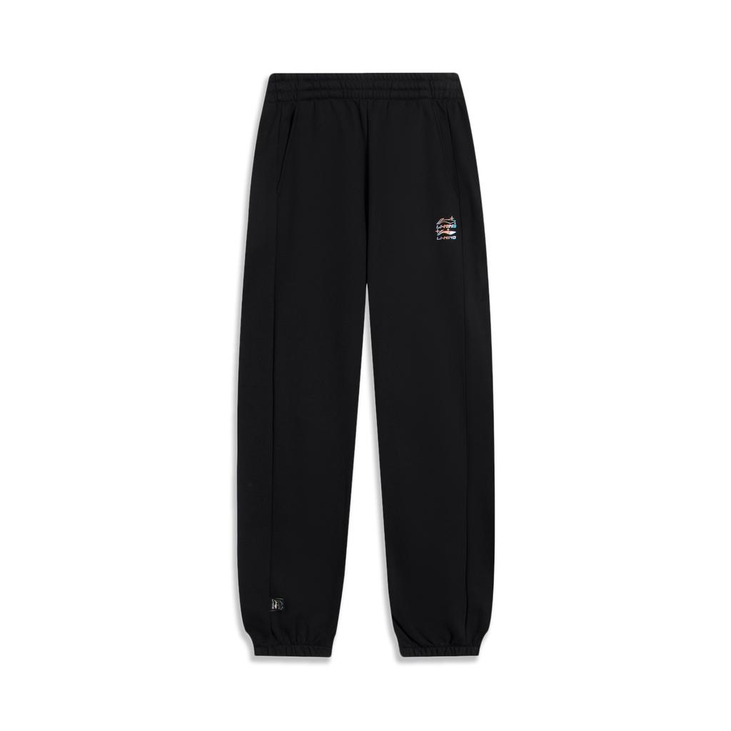 Li-Ning Comfortable Simple Casual Versatile Loose Fit Jogger Knit Sports Pants Women Bottoms Black AKLU868-8