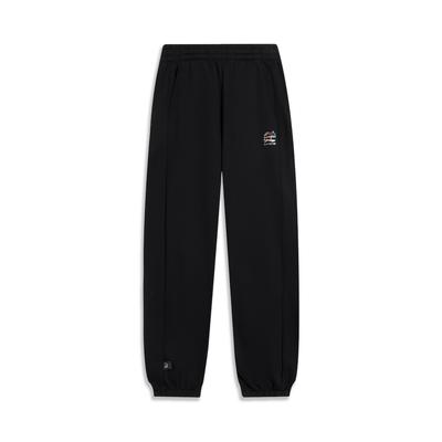 Comfortable Simple Casual Versatile Loose Fit Jogger Knit Sports Pants Women Bottoms Black AKLU868-8