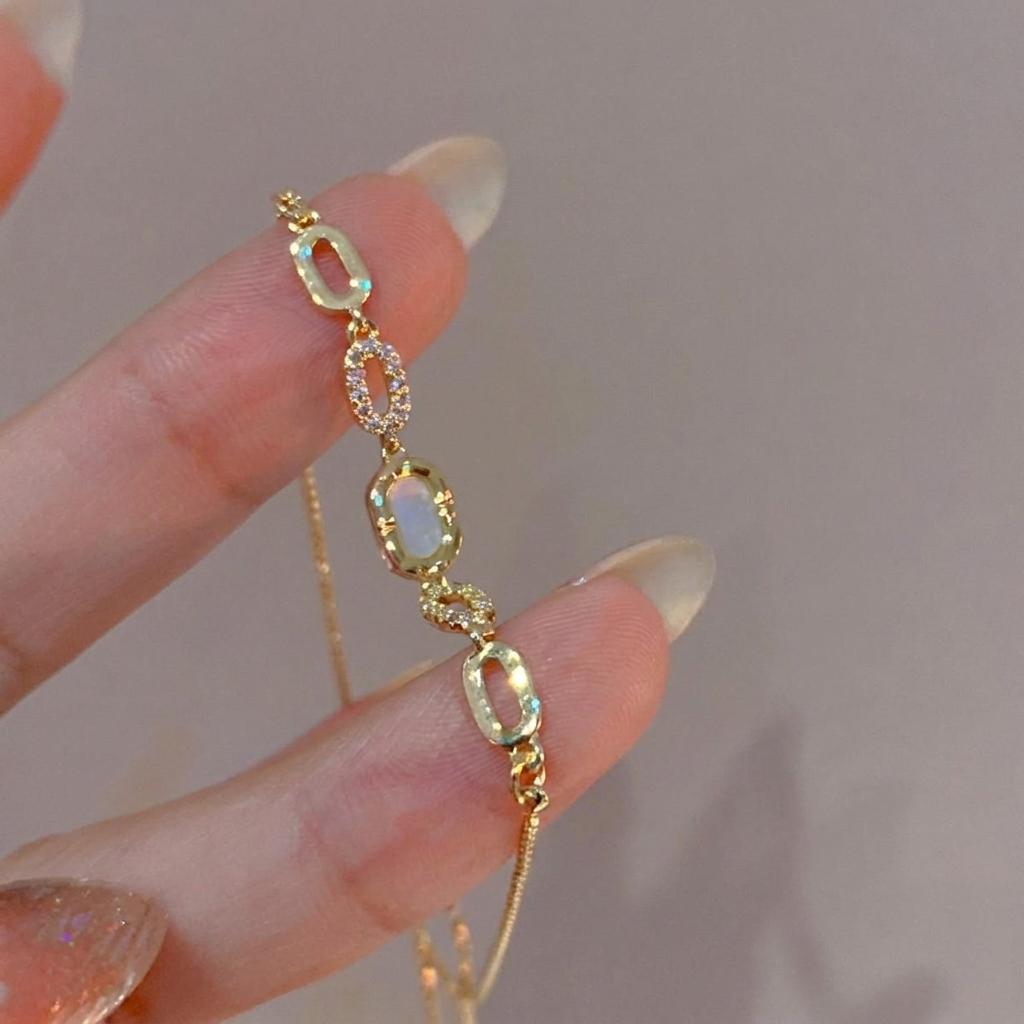 Light Luxury Green Purple Crystal Zircon Bracelet For Women Exquisite Shiny Rhinestone Link Chain Bangle Party Wedding Jewelry