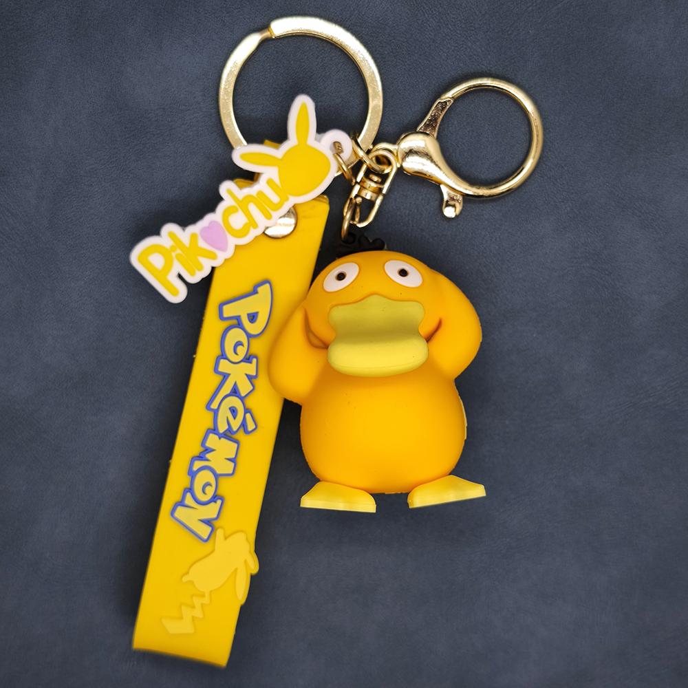 Anime New Pokemon Pikachu Psyduck Gengar Keychain Fashion Jewelry Resin Action Figures PVC Key Ring Bag Pendant