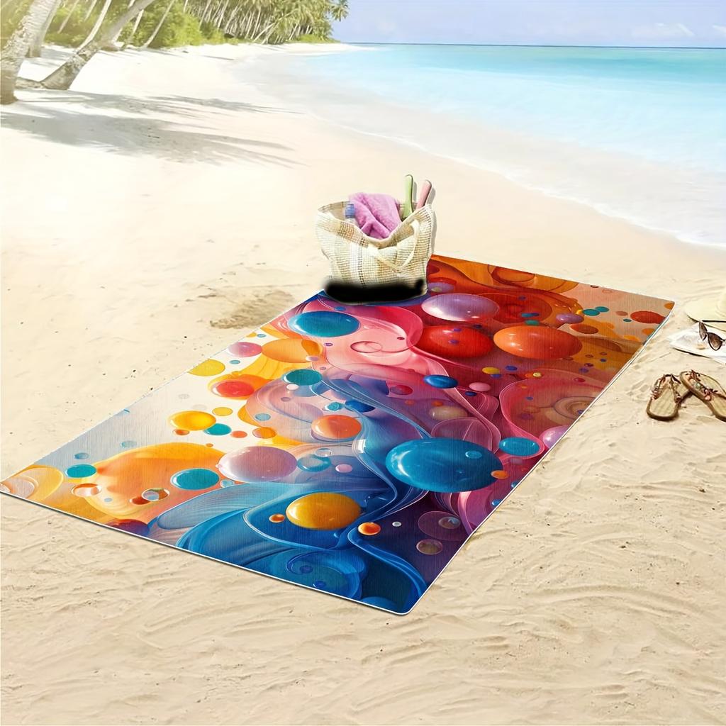 Balloon Pattern Beach Towel, Large Soft Absorbent Sun Protection Lightweight Towel For Beach Shower Swimming Pool Travel Vacatio