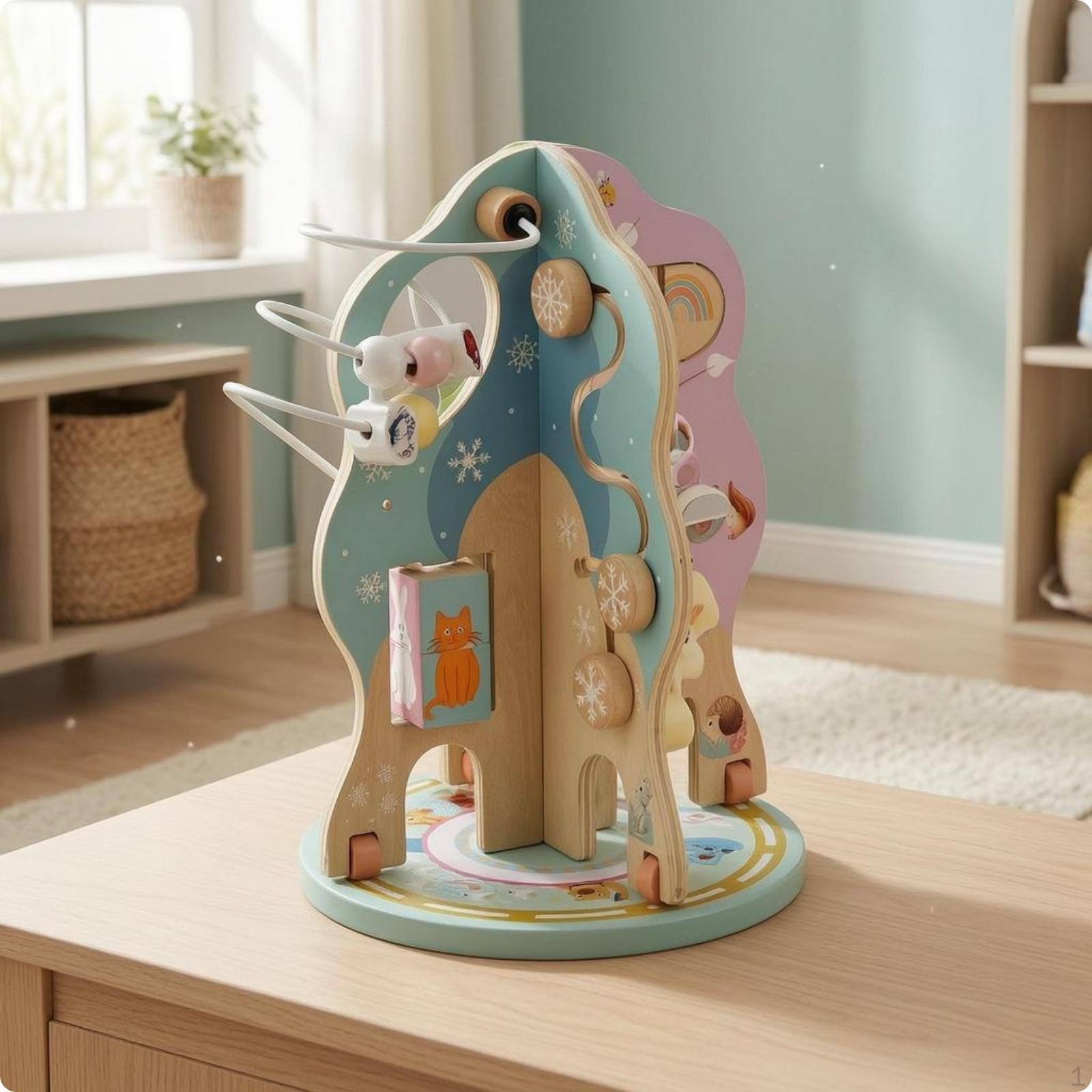 Tree Bead Maze Sliding Pieces Wooden Handson Activity Board Toy