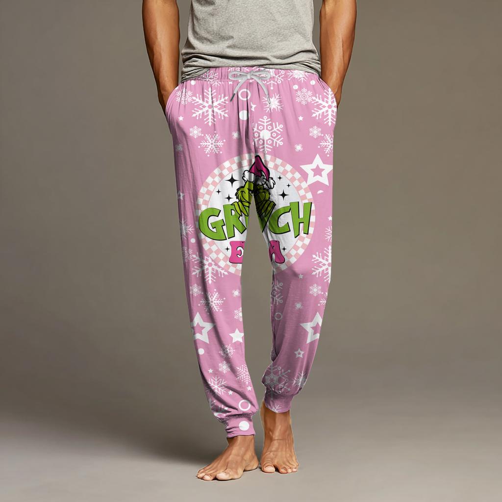 Pánské ležérní kalhoty se stahovací šňůrkou, kapsami a manžetami, domácí spací kalhoty