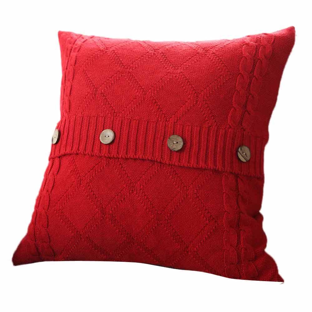 Knitting Button Fashion Throw Pillow Cases Cafe Sofa Cushion Cover Home Decor