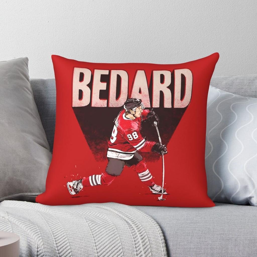 Connor Bedard Ice Hockey Square Pillowcase Polyester Linen Velvet Creative Zip Decor Room Cushion Cover