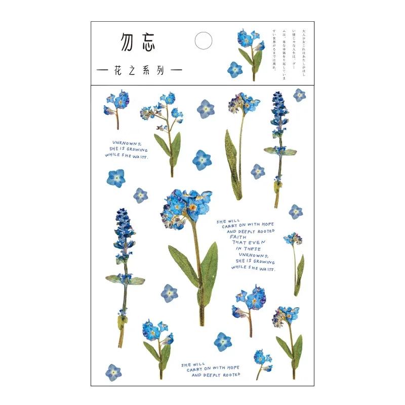 Stickers Flowers Leaves Plants PVC Stickers Lable Transparent PET Stickers For Scrapbooking Diary Journal Decorative DIY Materia