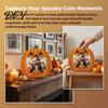 Thanksgiving Home Decor Halloween Wooden Photo Frame, Pumpkin Ghost Cat Cutout Picture Frame Holder, Double-sided Holiday Tabletop for Party Seasonal