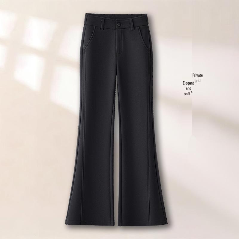 

Women s High-Waisted Black Slimming Micro-Flare Knit Pants, Spring/Autumn 2026 Style, Straight-Leg Slim Fit, Thickened for Enhanced Look. 26/S [85-95 lbs]
