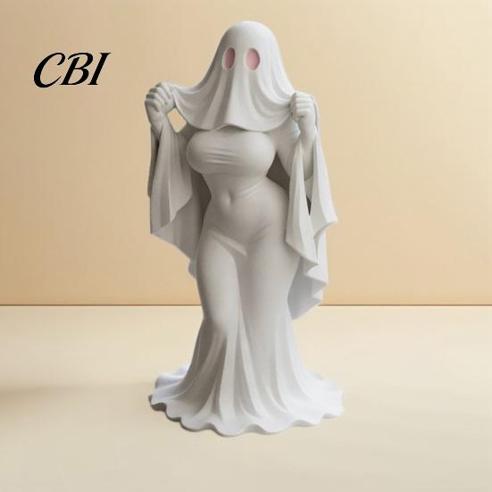 Halloween Decor Figurine Ghost Lady Ornament, Durable PLA 3D Printing Figure, Printed Full of Mystery Collectible, for Desktop Bookshelf Home