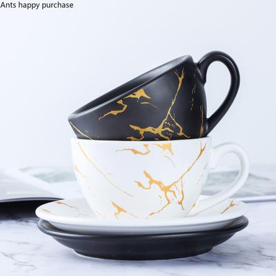 Gemarmerde Keramische Koffiemok Espressokopjes Afternoon Tea Kopje Melktheekopjes Koffiekop en Schotel Set Melkmok Theemokken Drinkgerei