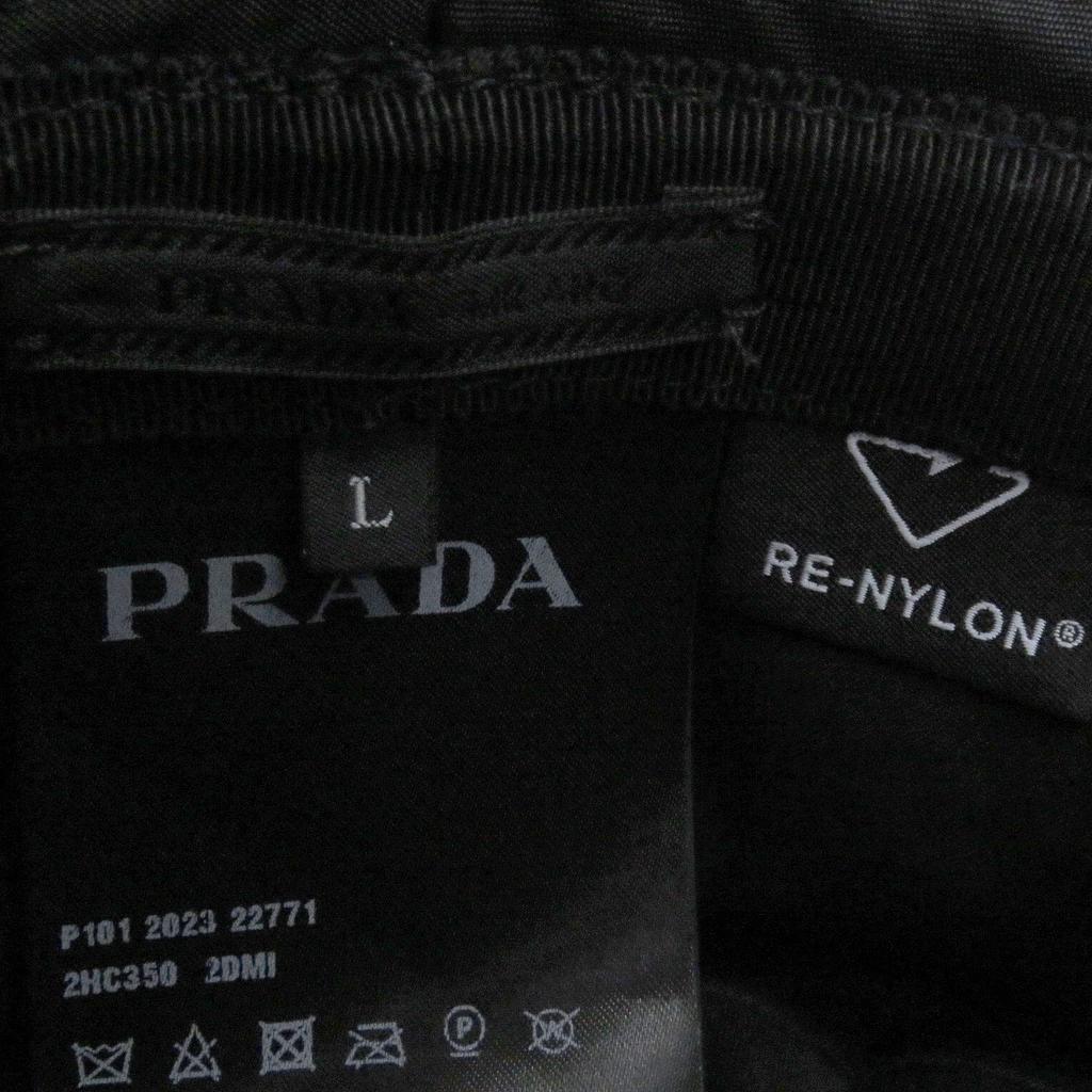 Excellent PRADA Hat Re-Nylon Triangle Logo Triangle Plate Bucket Black L 2HC350 Used
